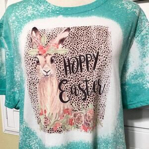 HOPPY EASTER Hand Bleach Dyed Handmade Graphic Tee